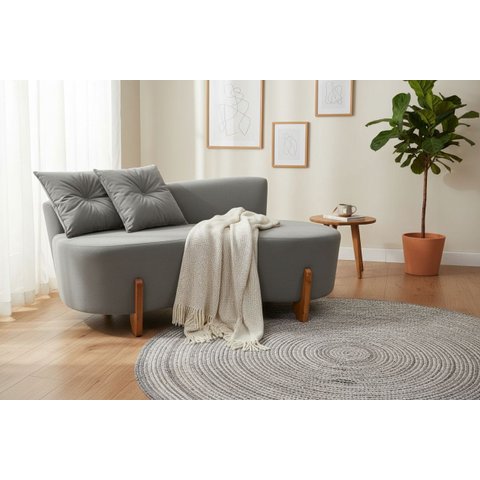 Namoradeira Sofá Feijão Luna 130cm Orgânica Suede Cinza