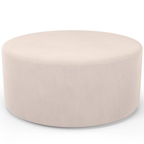 Puff Redondo Orgânico para Living 90cm Lola W01 Suede Bege - Lyam Decor