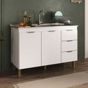 Ver imagem 1 de Balcão para Pia de Cozinha 3 Gavetas 120cm Branco