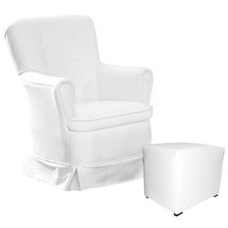 Poltrona Aconchego Balanço Com Puff Branca - 1