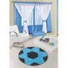 Kit Decoração Bola Futebol para Quarto Infantil = Cortina Juvenil 2 Metros + Tapete Pelúcia - Azul - 1