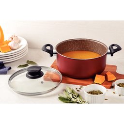 Caçarola Tramontina Paris Antiaderente Starflon Max Vermelho com Tampa de Vidro 20 Cm 2,9 L Tramonti - 5