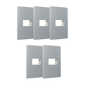 Kit 5 Placa 4x2 1 Posto Cinza com Suporte Sleek Margirius Cor:cinza