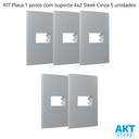Ver imagem 2 de Kit 5 Placa 4x2 1 Posto Cinza com Suporte Sleek Margirius Cor:cinza