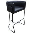 Ver imagem 1 de Banqueta Alta com Encosto Betina Base Preto Fosco Corano Preto - Nexta Casa