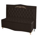 Ver imagem 1 de Kit Cabeceira de Cama e Calçadeira Baú Barcelona Capitonê Casal 140 Cm Suede Marrom Casa Móveis