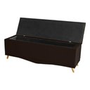 Ver imagem 3 de Kit Cabeceira de Cama e Calçadeira Baú Barcelona Capitonê Casal 140 Cm Suede Marrom Casa Móveis