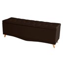 Ver imagem 2 de Kit Cabeceira de Cama e Calçadeira Baú Barcelona Capitonê Casal 140 Cm Suede Marrom Casa Móveis