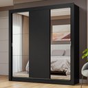 Ver imagem 1 de Guarda-roupa Casal 3 Portas de Correr com Espelhos Preto Nobre Madesa