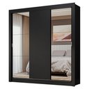 Ver imagem 3 de Guarda-roupa Casal 3 Portas de Correr com Espelhos Preto Nobre Madesa