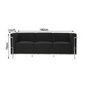 Ver imagem 2 de Sofa Le Corbusier de 3 Lugares Cromado em Sintético Preto Cor Preto