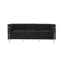 Ver imagem 1 de Sofa Le Corbusier de 3 Lugares Cromado em Sintético Preto Cor Preto