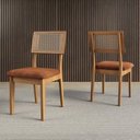 Ver imagem 7 de Conjunto de Mesa Oval com 6 Cadeiras 100% MDF com Encosto Telado Bolonha Marrom/Madeirado/Terracota/Off White