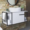 Ver imagem 1 de Gabinete Banheiro Suspenso 80cm Cuba Oval Ripy Branco Z54 - Mpozenato