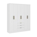 Ver imagem 3 de Roupeiro Troy Carraro Mdp C/ 6 Portas 3 Gavetas 1,80m Branco Cor:branco