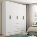 Ver imagem 1 de Roupeiro Troy Carraro Mdp C/ 6 Portas 3 Gavetas 1,80m Branco Cor:branco