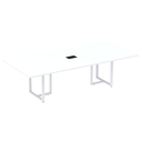 Ver imagem 1 de Mesa de Reunião com Caixa de Tomada Retangular 200 x 90 cm Pé Tub PE25 em MDP Cor Branco Base Branca