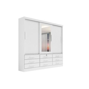 Guarda Roupa 3 Pts 9 Gavetas Meridian Plus D Doro Móveis - Branco