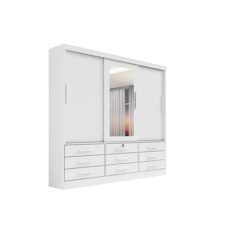 Guarda Roupa 3 Pts 9 Gavetas Meridian Plus D Doro Móveis - Branco