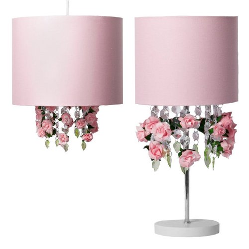 Lâmpada de lustre floral 6l creme rosa flor, luminária de lustre