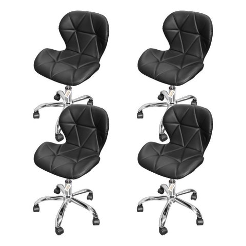 Kit 4 Cadeiras Escritório Giratória Office Eiffel Slim - Preto