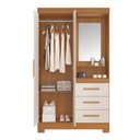 Ver imagem 4 de Guarda-Roupa Solteiro com Espelho e 2 Portas Marrom/Freijó Trend/Off White