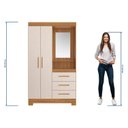 Ver imagem 5 de Guarda-Roupa Solteiro com Espelho e 2 Portas Marrom/Freijó Trend/Off White