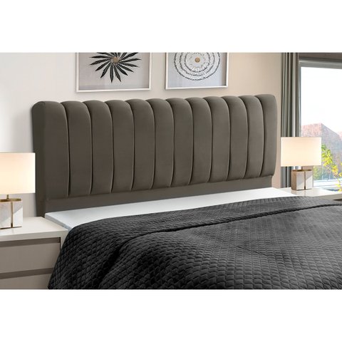 Cabeceira Cama Box King Size Estofada Madeira Ômega:brida