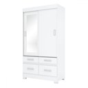 Ver imagem 3 de Guarda-roupa Solteiro Marel 2 Portas 4 Gavetas com Espelho Flex Branco/rosa - Briz
