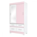 Ver imagem 7 de Guarda-roupa Solteiro Marel 2 Portas 4 Gavetas com Espelho Flex Branco/rosa - Briz