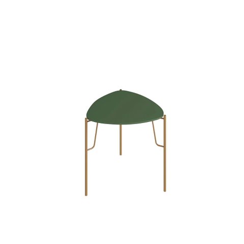Mesa Lateral 56cm de Apoio para Sala Multiuso 100% Mdf Cor:musgo com Dourado