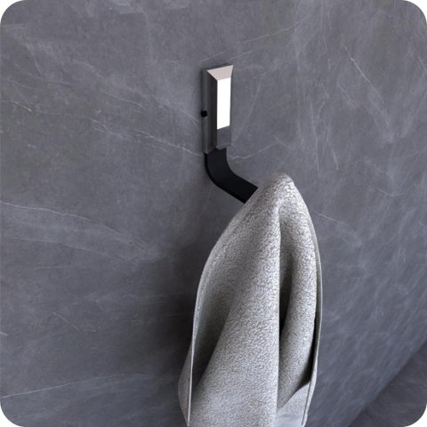 Gancho Cabide De Toalha Para Banheiro Preto E Cromo Empire