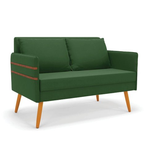Namoradeira 02 Lugares Mari Suede Pés Palito Castanho - D’Rossi Cor Verde