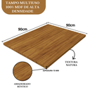Ver imagem 2 de Tampo Mesa 90x90 Mdf 15mm Rústico 0,90x0,90 Prateleira Arrigo Móveis