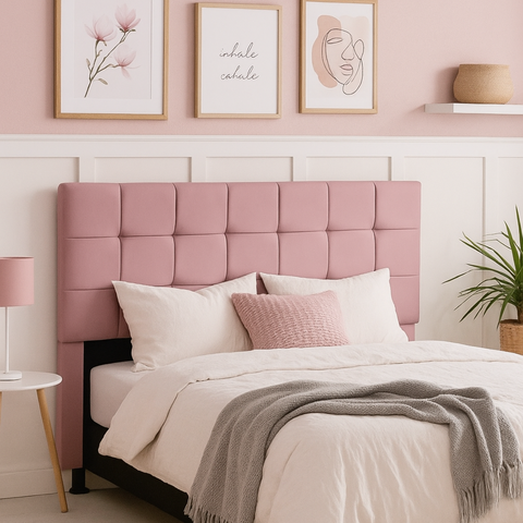 Cabeceira Cama de Casal 140 Cm Estofada Alana em Suede com Frame:rosa