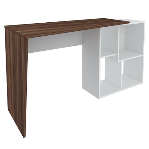 Mesa Escrivaninha 2 em 1 com Nichos Arbo A06 Ipê/branco - Mpozenato