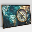 Ver imagem 3 de Quadro Decorativo a Bussola e o Mapa em Tela Canvas Tacolado Moldura Flutuante 4,5cm Preta 80 X 120c