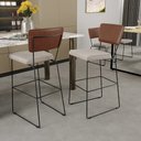 Ver imagem 2 de Banqueta Alta Bar Cozinha Sala de Jantar Fixa Allana L02 Couríssimo Marrom Linho Cru - Lyam Decor