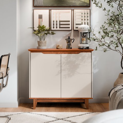 Aparador Bancada Sala Buffet Balcão Armário Cozinha Cantinho do Café 2 Portas Flow