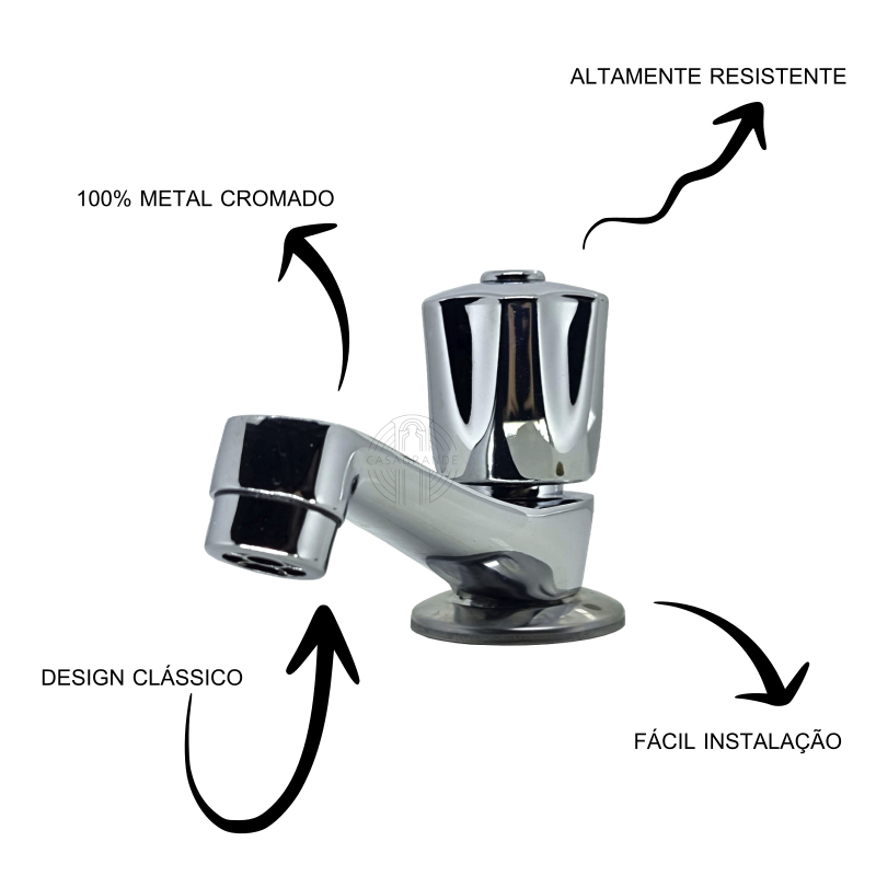 Torneira 1194 Lavatório Bancada C50 Metal Luxo Casagrande Mundial Multiuso - 5