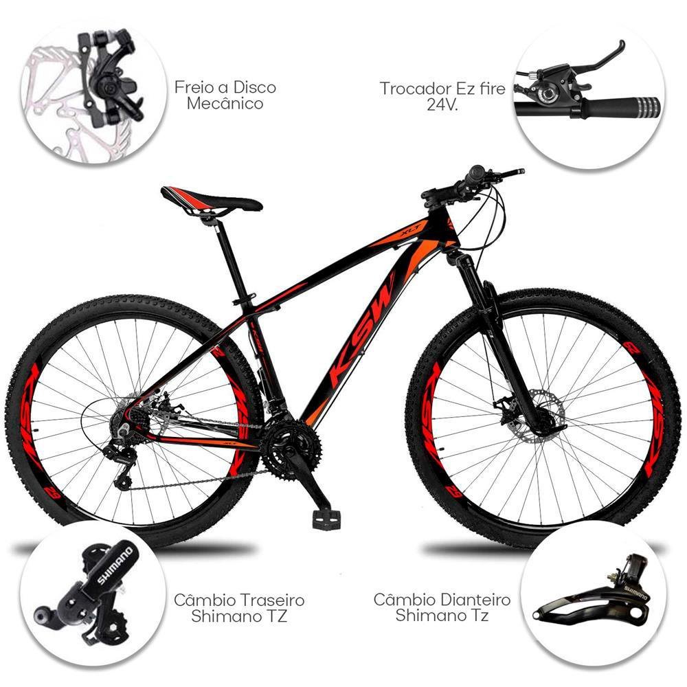 Bicicleta Xlt Ksw 24V Câmbios Shimano 32r Aro 29 MTB 21" Preto/Laranja - 237 - 2