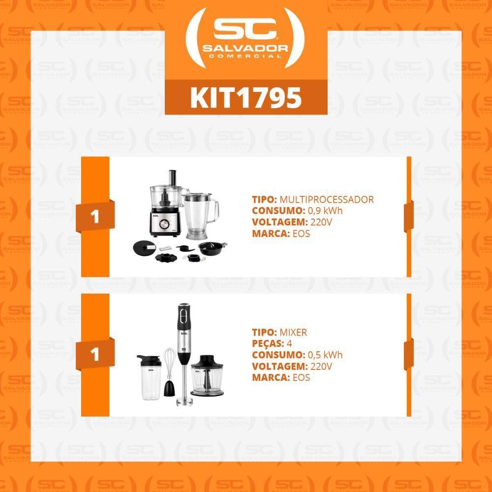Processador de Alimentos Eps01i e Mixer 3x1 Emx02 Eos 220v - 2