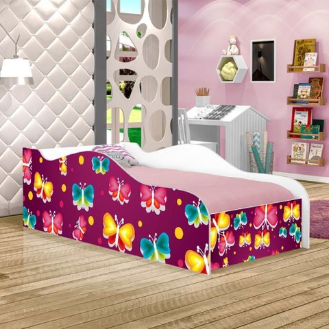 Cama Fun Borboleta Solteiro com Colchão