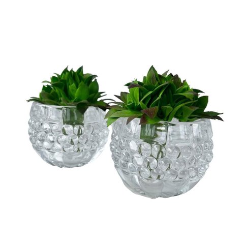 Dupla Vaso Cachepot em Vidro Alto Relevo 3D Decoração Casa