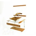Ver imagem 1 de Gabinete de Vidro 60cm Inox com Cuba Quadrada Dourado Real