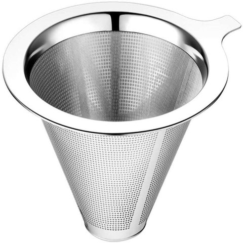 COADOR FILTRO DE CAFE CHA EM INOX SEM PAPEL FILTRO MINI REUTILIZAVEL PERMANENTE LUXO TAMANHO 101