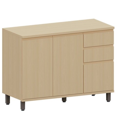 Balcão para Cozinha 120 Cm 3 Portas 2 Gavetas Aurora Carvalho