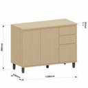 Ver imagem 4 de Balcão para Cozinha 120 Cm 3 Portas 2 Gavetas Aurora Carvalho