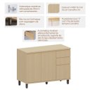 Ver imagem 2 de Balcão para Cozinha 120 Cm 3 Portas 2 Gavetas Aurora Carvalho