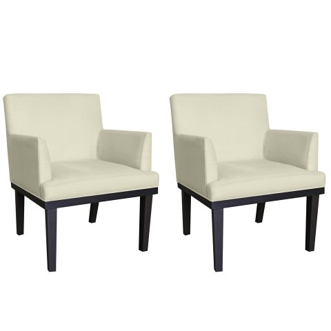 Kit 2 Poltronas Decorativa Vitória Suede Bege Pés Madeira Ms Decor